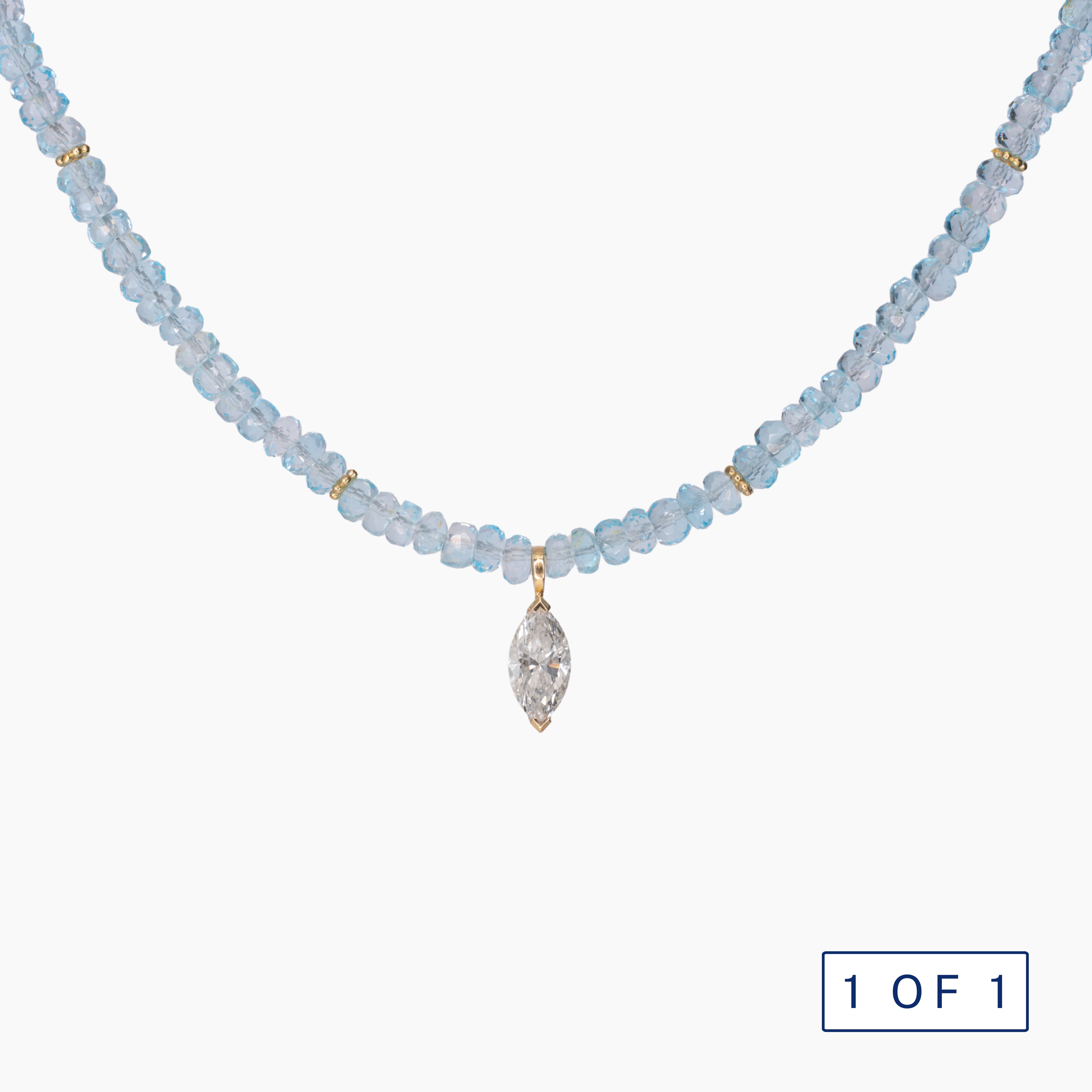 שרשרת בלו טופז וחרוזי זהב - ספאטייה