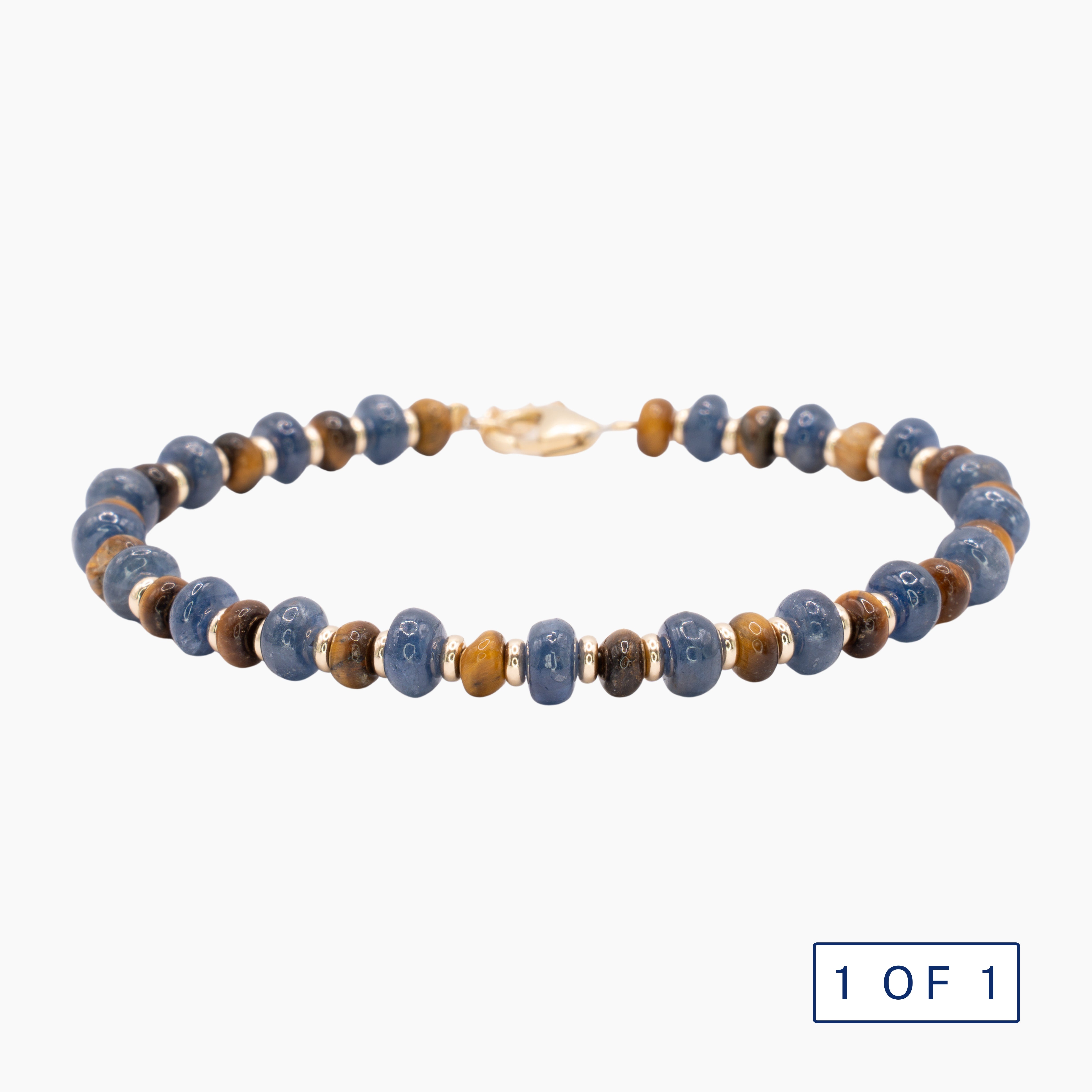 צמיד ספיר טייגר איי וחרוזי זהב - קוייבה