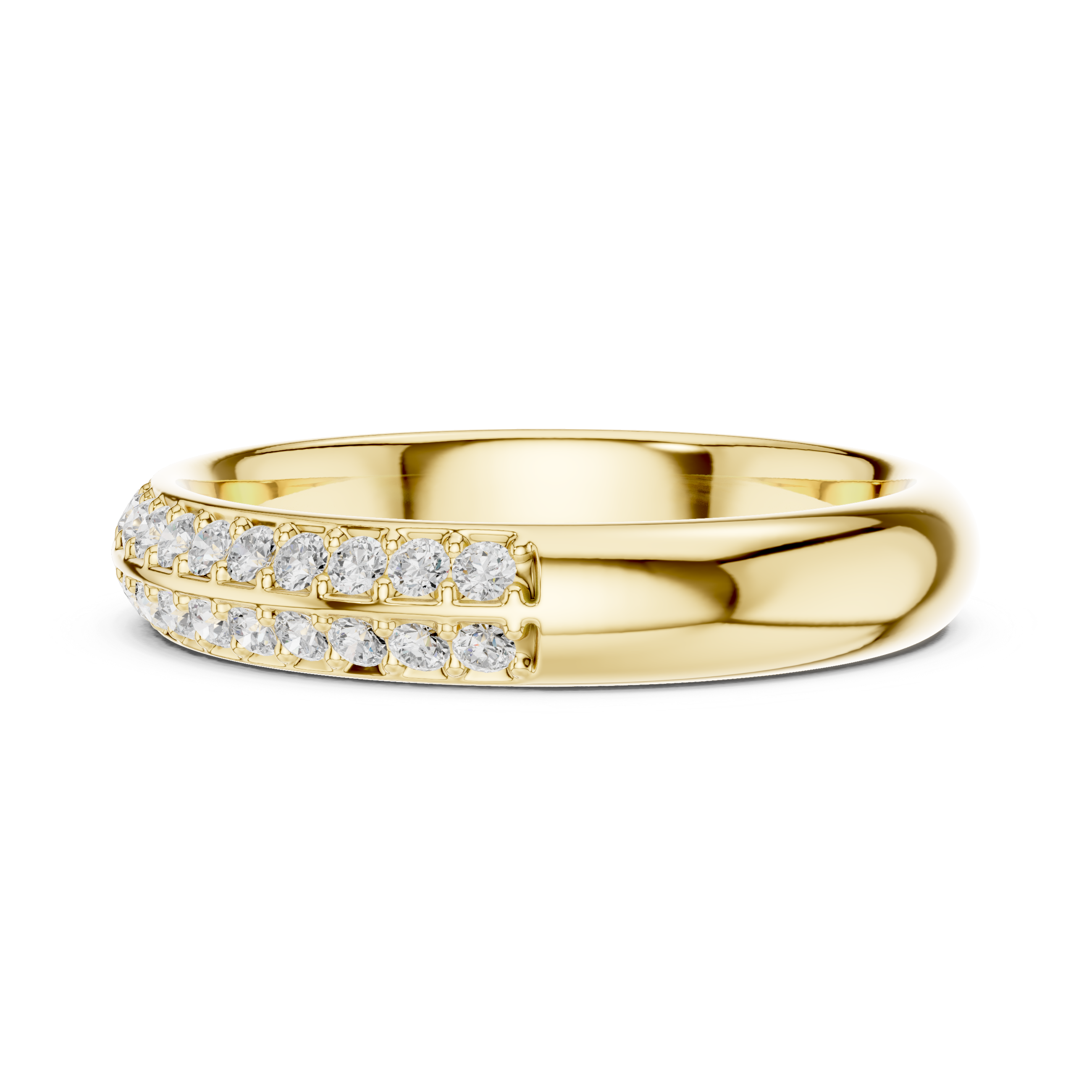 טבעת איטרניטי שלוש שורות - מונקו - זהב צהוב - זווית צד