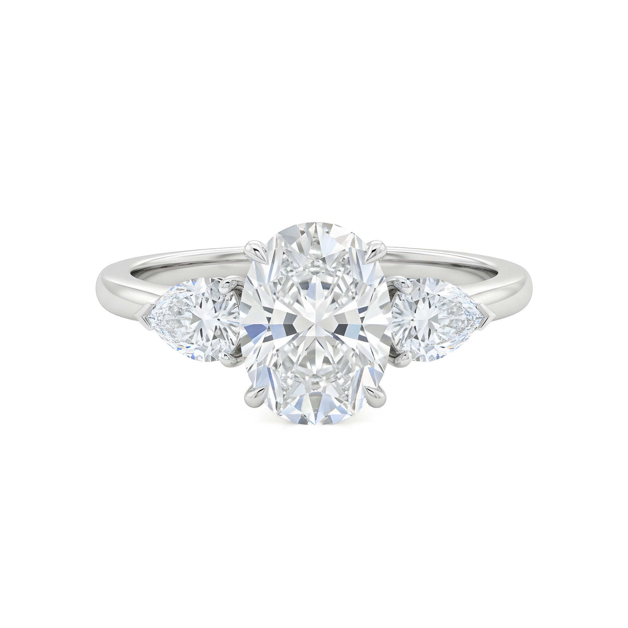 טבעת שלושה יהלומים אובל