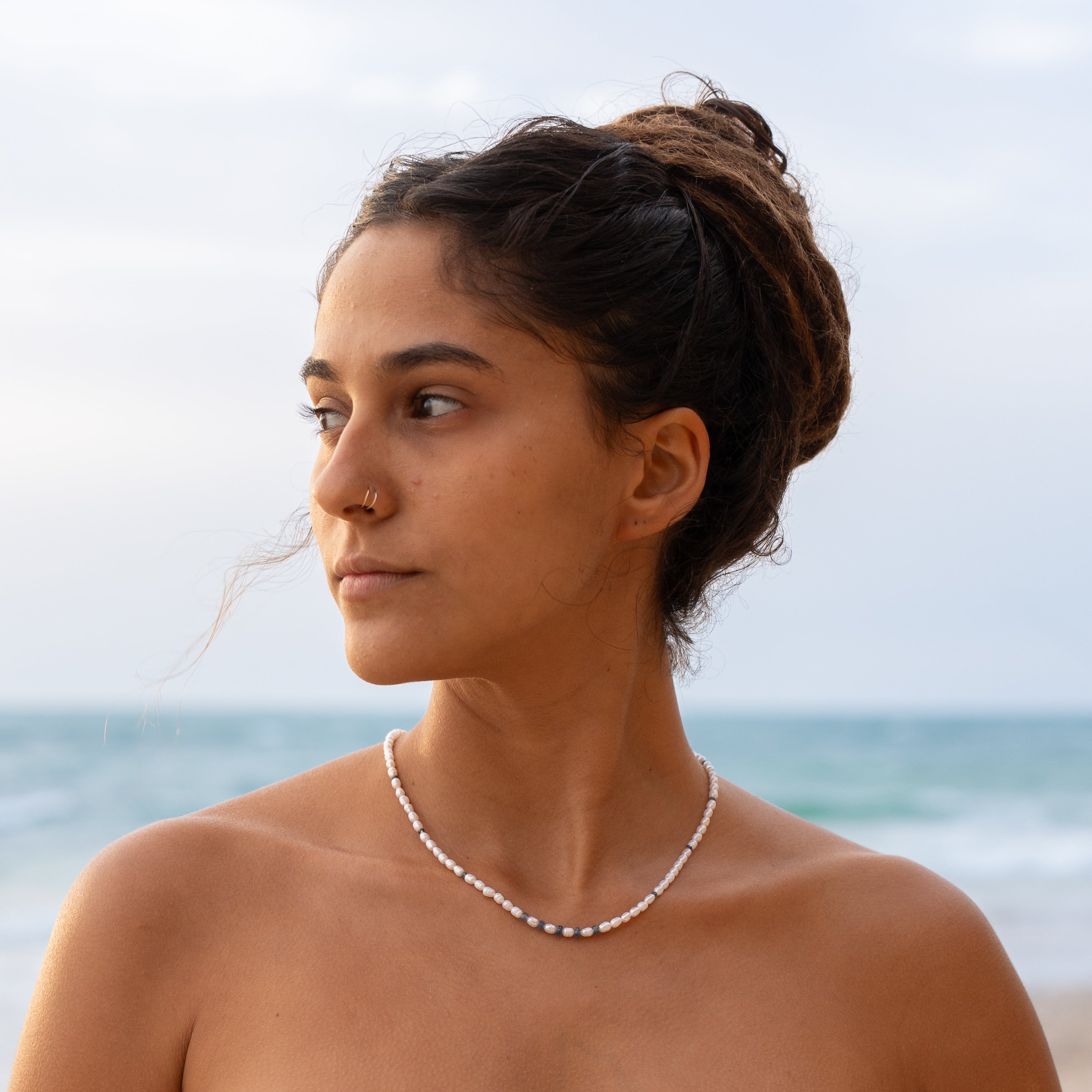 שרשרת פנינים וספיר (זהב) - סאבוגה