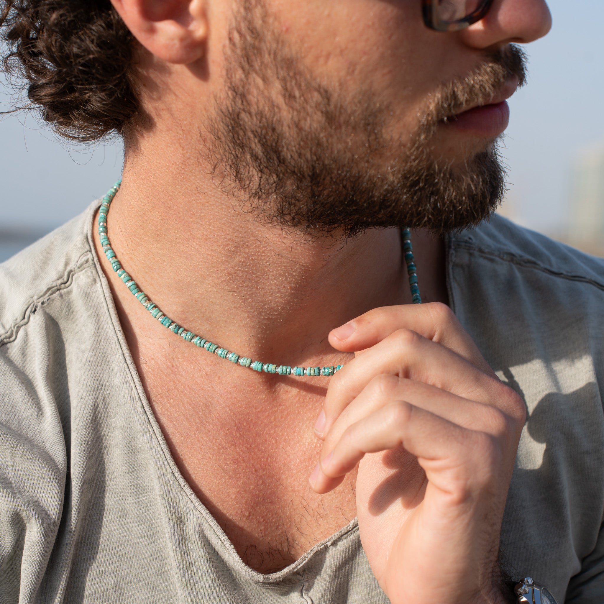 Turquoise and pearl necklace - El Sunzal