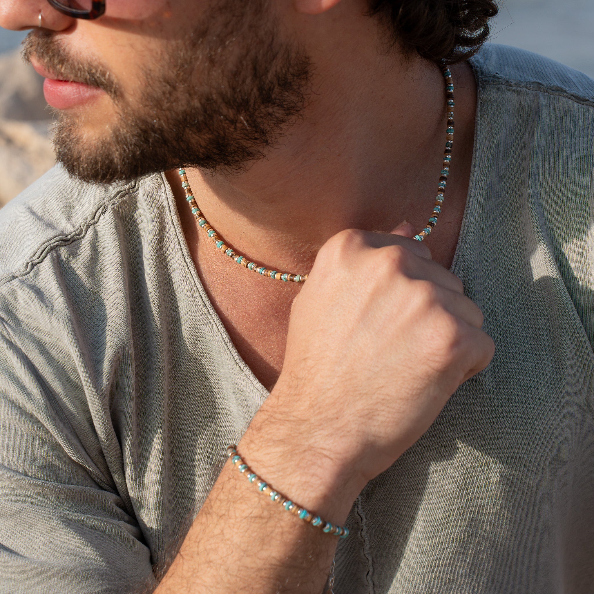 Turquoise and pearl necklace - El Sunzal