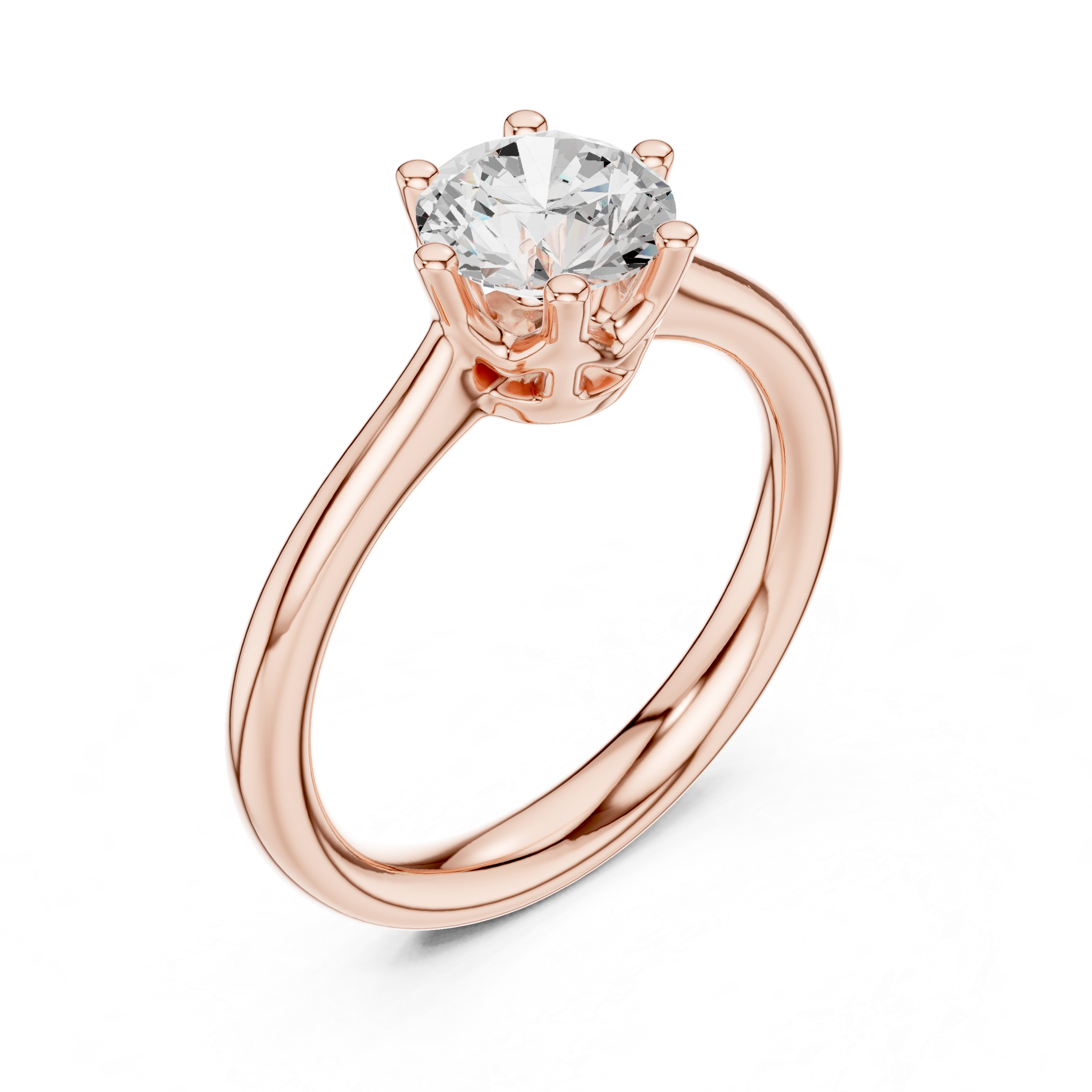 טבעת סוליטר עגולה - אנטיגואה - זהב רוז - זווית נוספת