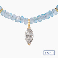 Blue Topaz and Gold Bead Necklace - Sapatiya