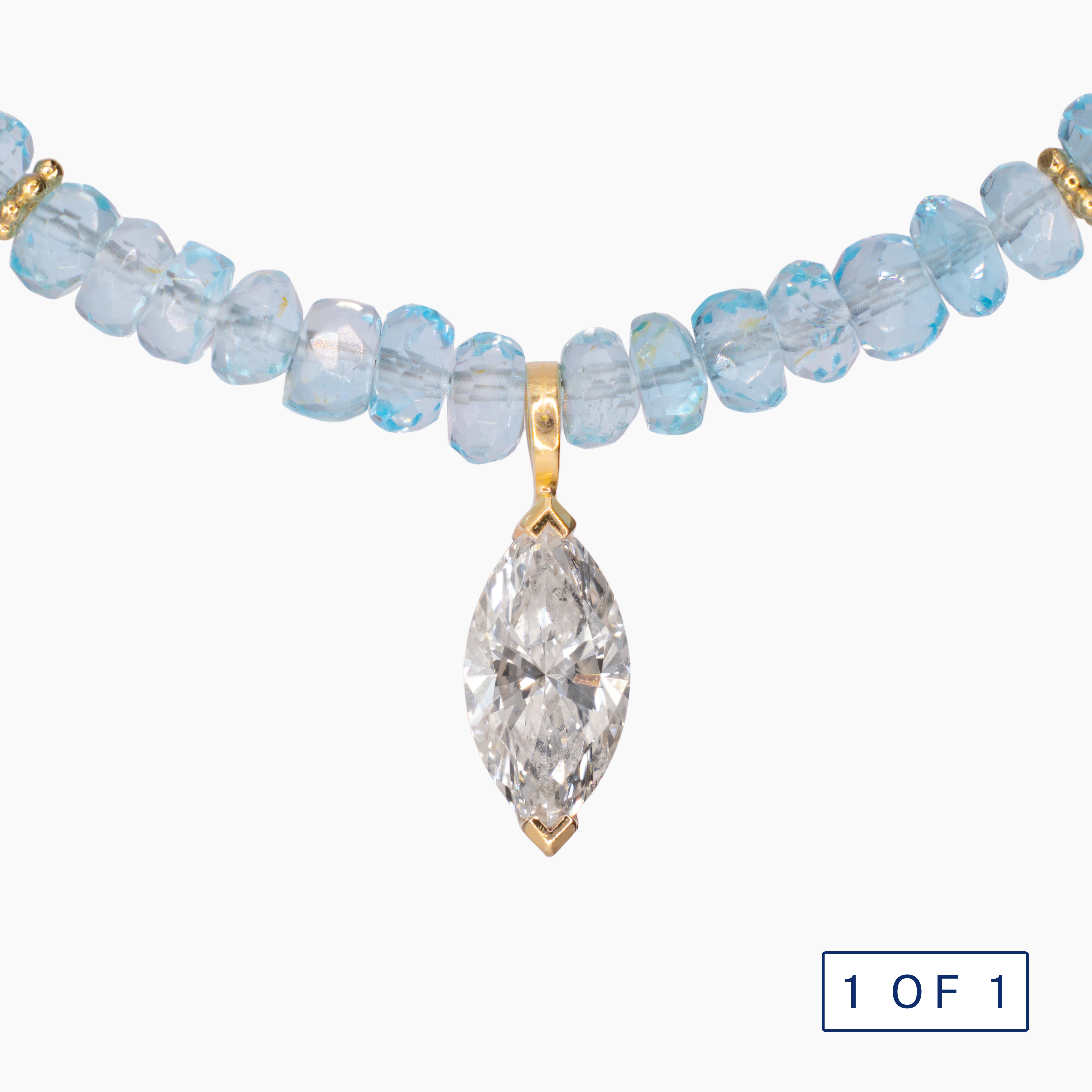 שרשרת בלו טופז וחרוזי זהב - ספאטייה