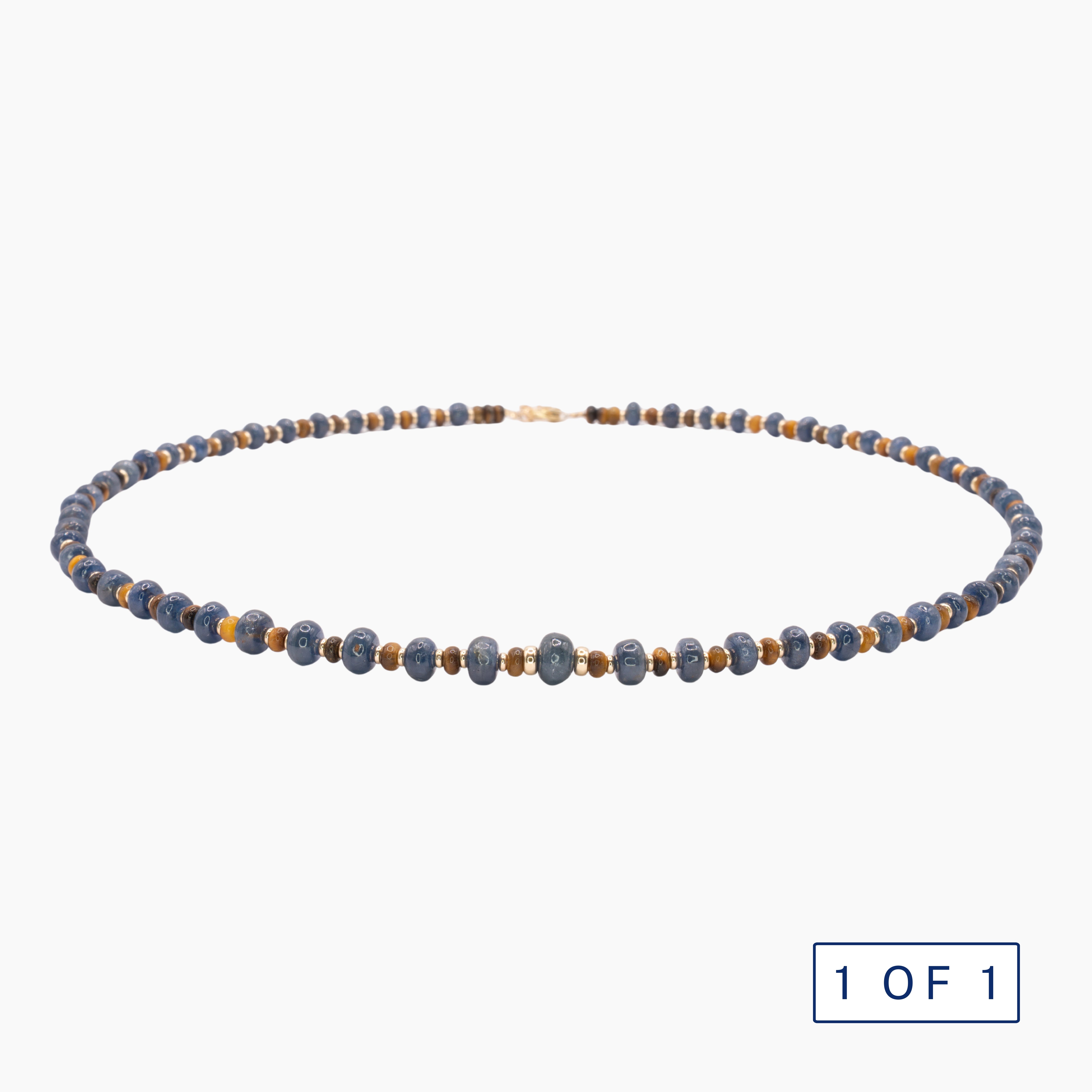 שרשרת ספיר טייגר איי וחרוזי זהב - קוייבה