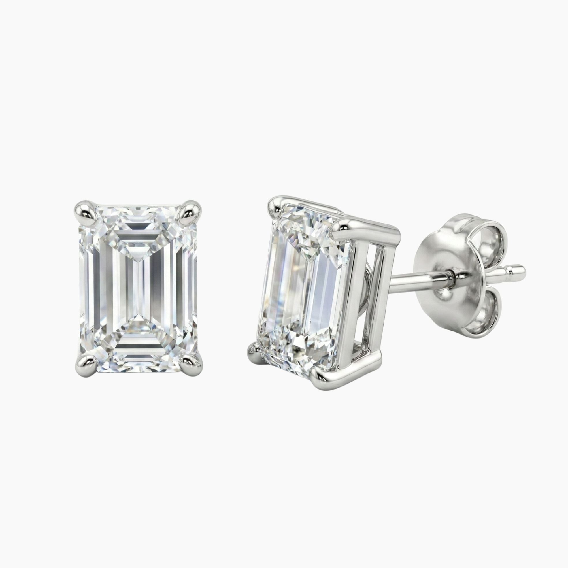 עגילי יהלום מלבני אמרלד