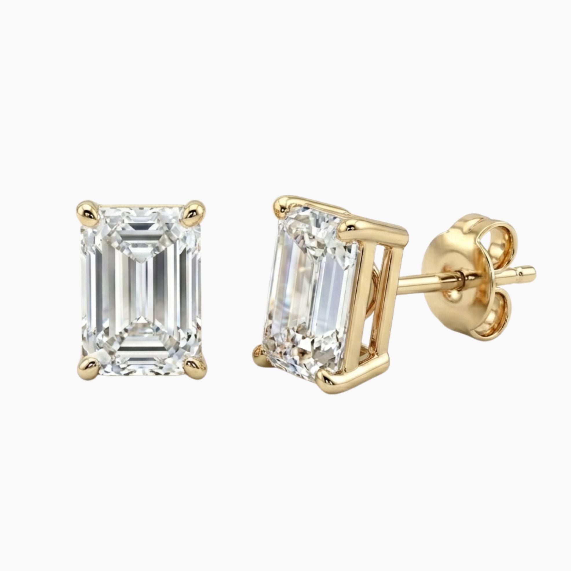 עגילי יהלום מלבני אמרלד