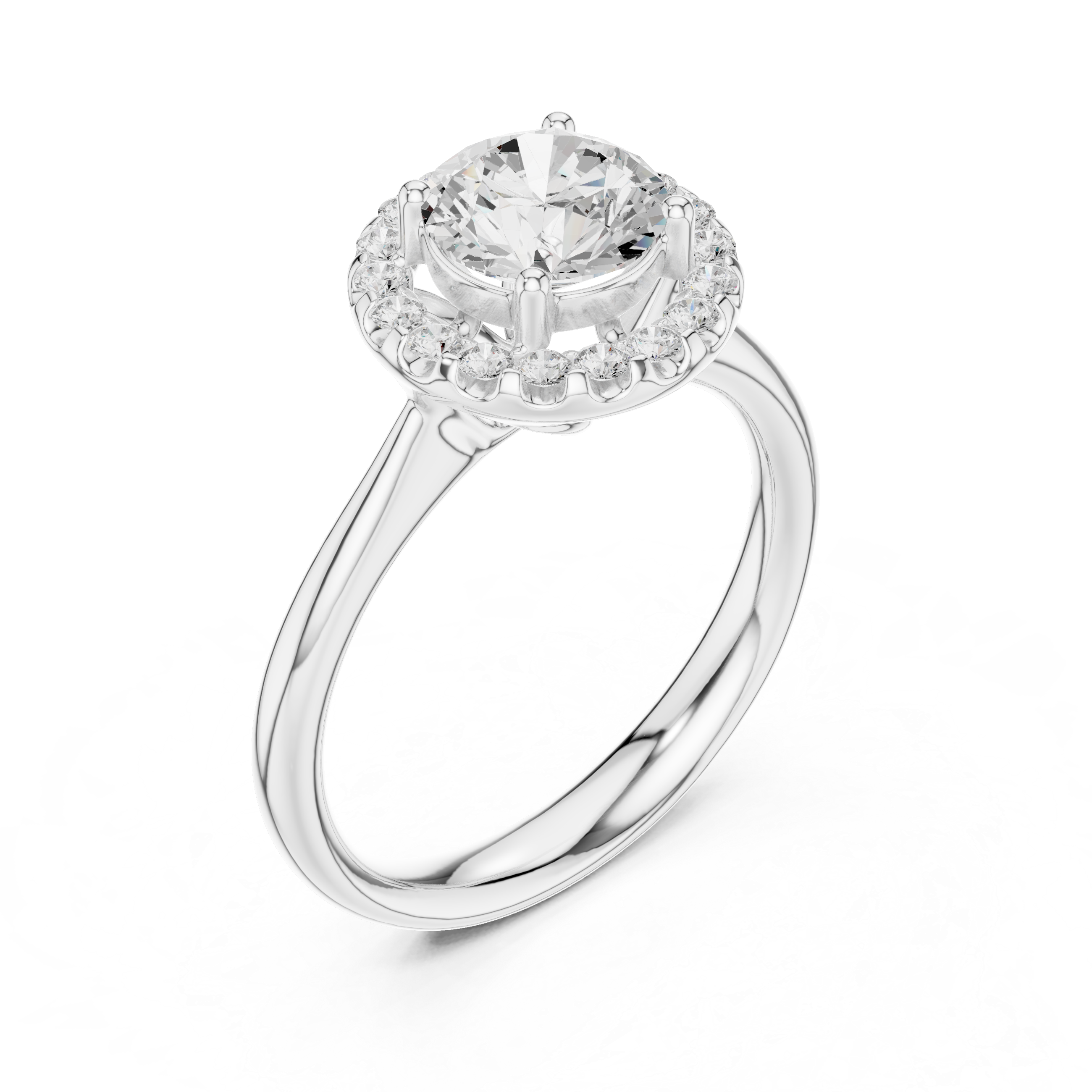 טבעת הילה עגולה - קומו - זהב לבן - זווית נוספת