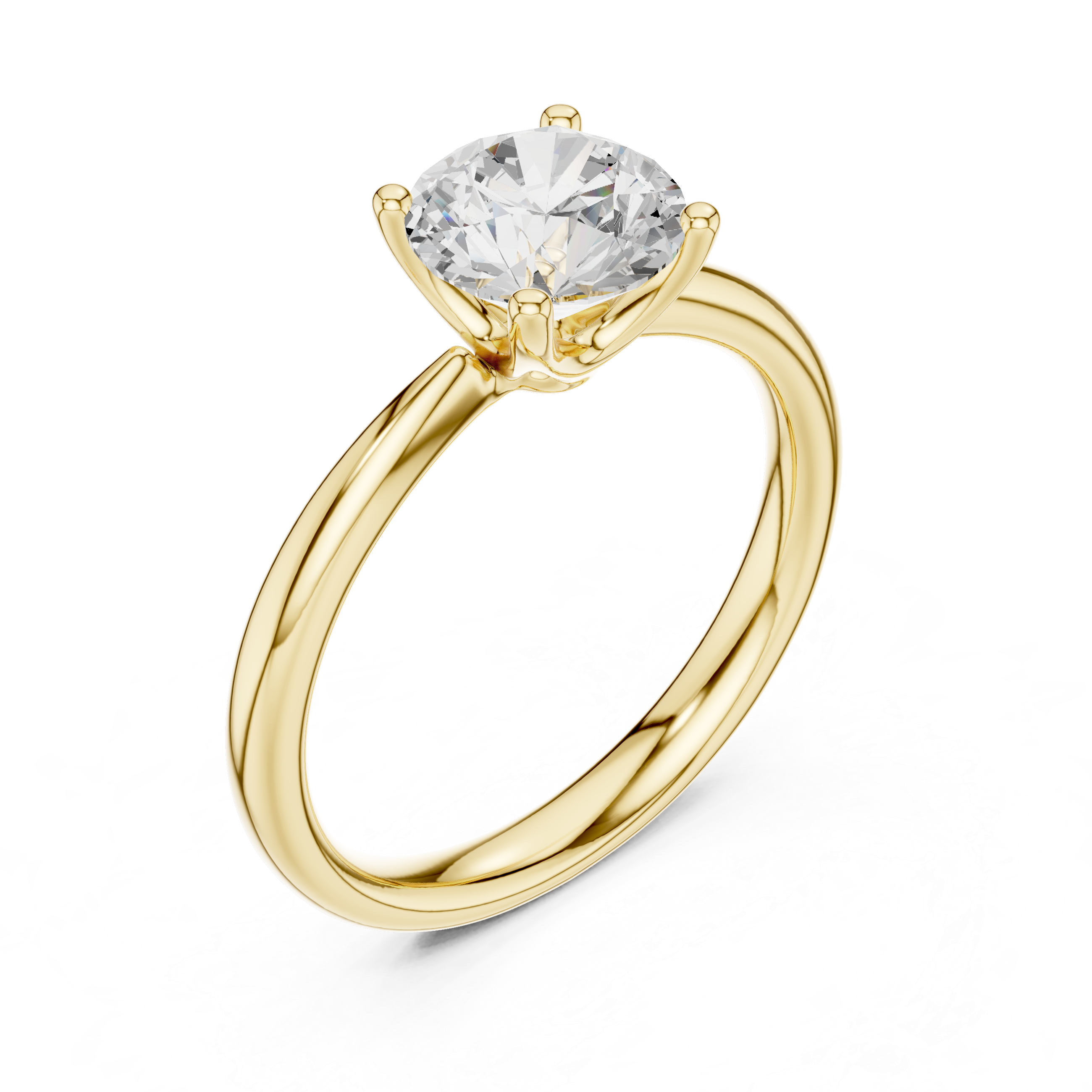 טבעת סוליטר עגולה - פרארה - זהב צהוב - זווית נוספת