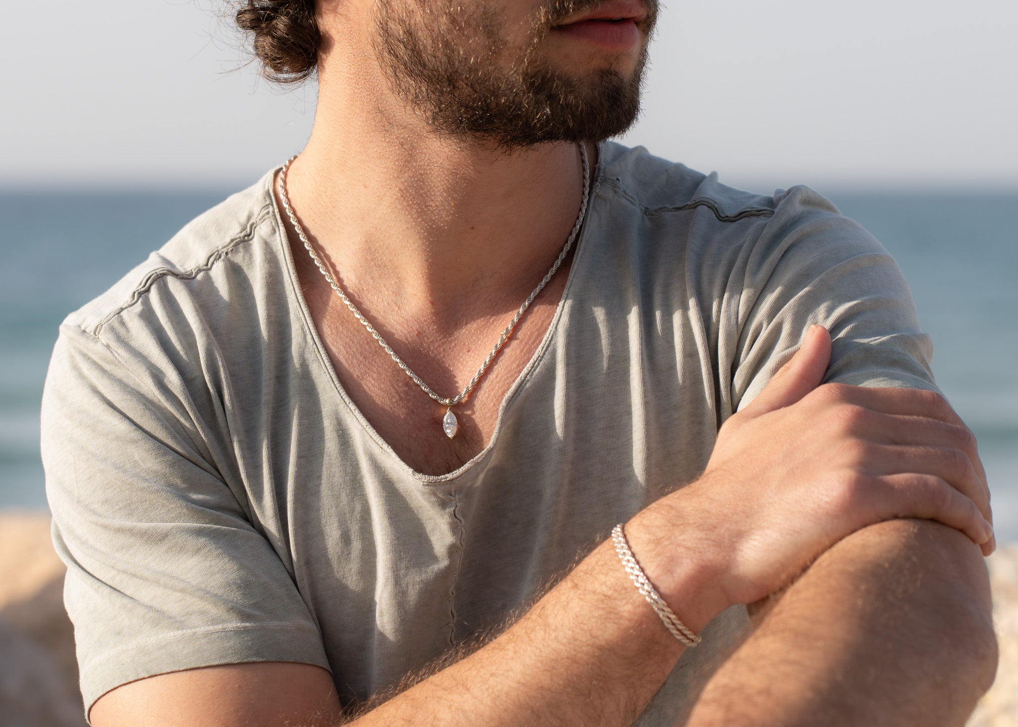 שרשרת חבל כסף 925 ויהלום - סאן חואן